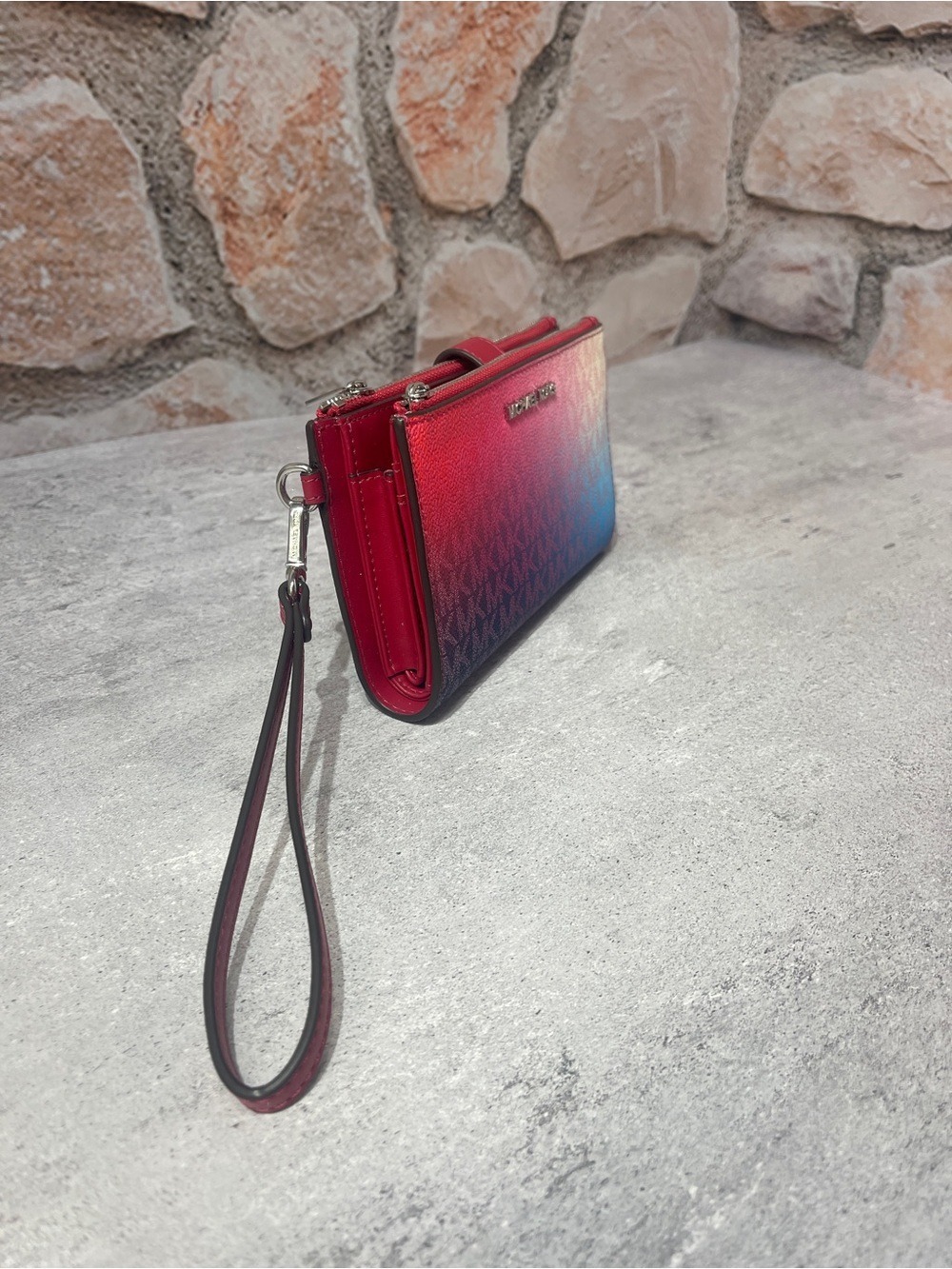 Michael Kors Jaycee Gradient Pink Blue White MK Logo Backpack & Matching Wallet - Picture 12 of 14